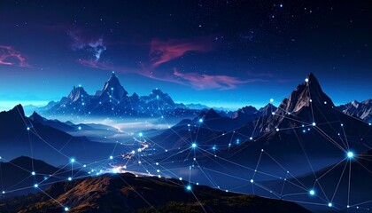 Glowing dots and lines connected in futuristic network cyber digital abstract background
