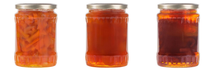 Autumn Harvest Jam Selection Featuring Pumpkin, Carrot, and Tomato in Seasonal Presentation