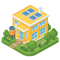 Isometric Sustainable Home Vector Illustration