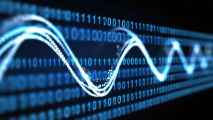 An abstract representation of digital data flow featuring binary code and wave patterns in vibrant blue tones, symbolizing modern communication and technological innovation. - Powered by Adobe