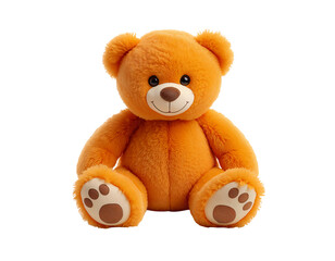 Obraz premium Cute orange teddy bear toy isolated on transparent background