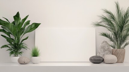 Blank canvas decorated with plants