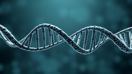 A DNA helix woven from mathematical formulas, entwining all known life within its spiral.