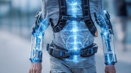 Enhanced Human with Futuristic Exoskeleton and Neural Interface