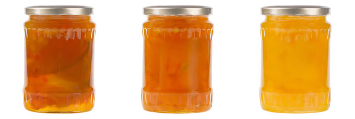 Mixed Fruit Jam Assortment Featuring Citrus, Apple, and Plum in Balanced Gourmet Layout