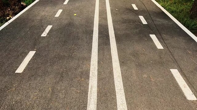 Road markings were painted white on the asphalt
