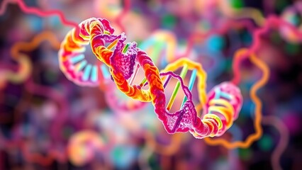 An abstract representation of metabolic pathways in vibrant colors, twisting like a double helix.