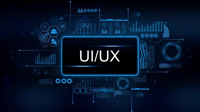 U I U X Design Technology Futuristic Interface Digital Data Analytics Graphs Charts Business Technology Concept