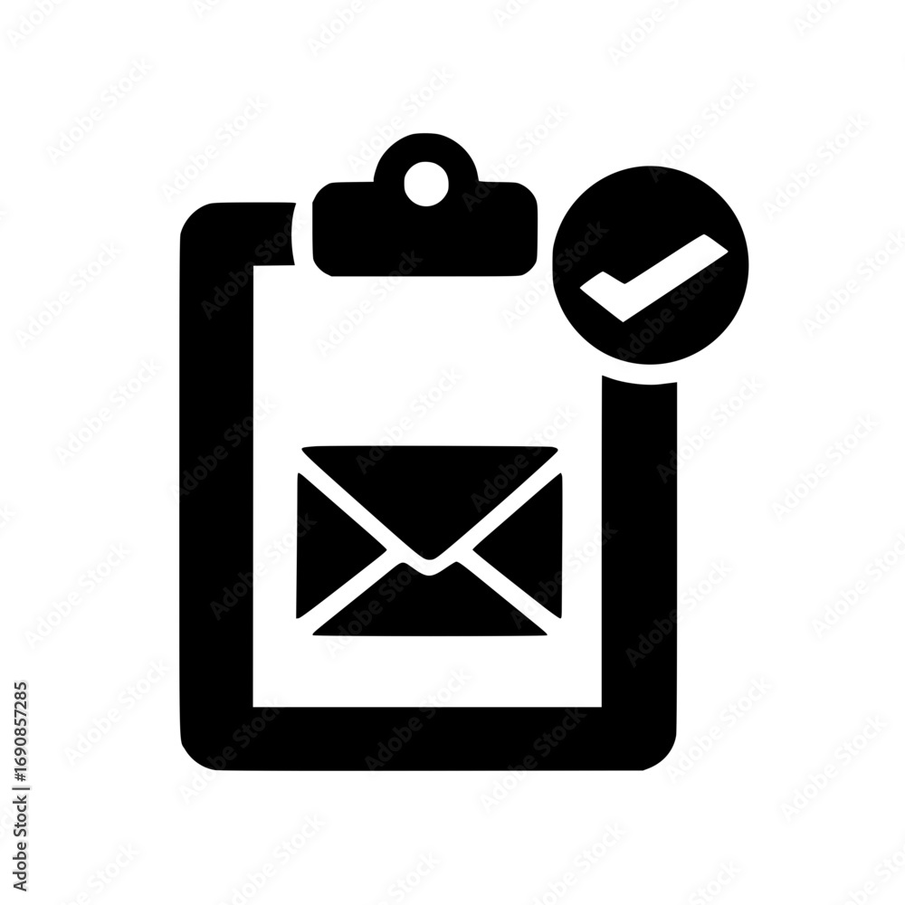 Poster clipboard with envelope icon for document sharing notification and communication purposes