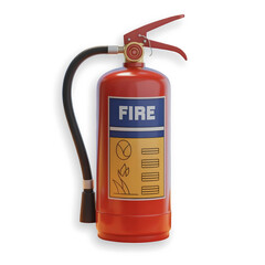 Red fire extinguisher on white background