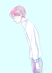 Naklejka premium おじぎする男性 穏やか