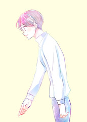 手を差し出す男性　穏やか