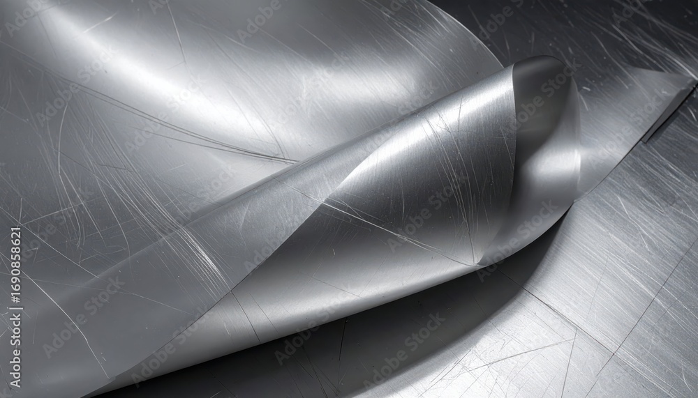 Poster smooth metallic surface with curved sheet and textured finish