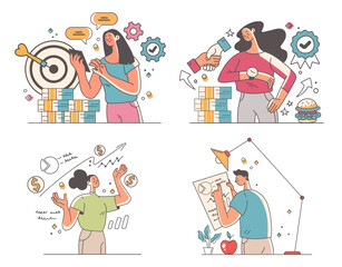 Business people characters office workers team managers concept set collection. Vector graphic design element illustration