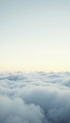 Fototapeta premium Serene View of Expansive White Clouds Gently Blanketing the Vast Sky Against a Soft Horizon in a Tranquil and Peaceful Atmosphere Evoking Calmness and Serenity