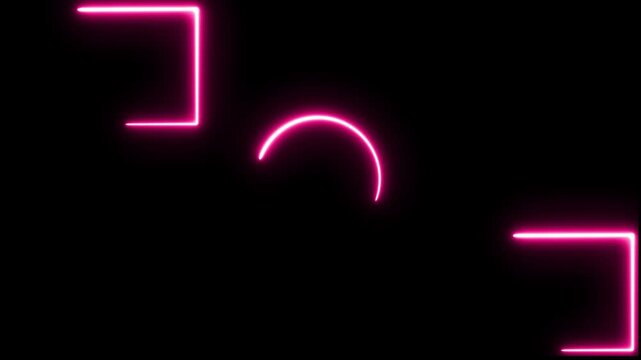 Glowing neon pink color video outro animated on black background.