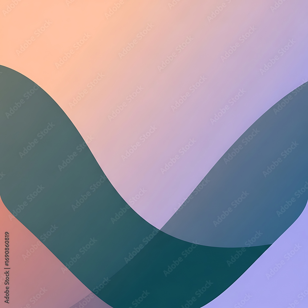 Poster soft pastel gradient background with elegant overlapping wavy shapes