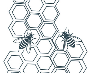 Geometric hexagon pattern with bees.