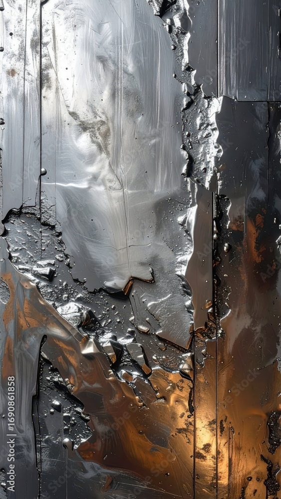 Poster abstract metallic surface with textures and reflections in detail