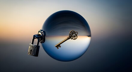 Unlock opportunity with this antique key and ornate lock symbolizing access and security