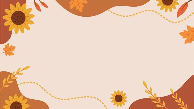 Autumn leaves and sunflower frame background for Chuseok greeting