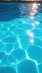Sparkling blue swimming pool water shimmers under the summer sun, inviting a refreshing dip Perfect for relaxation and summer fun Ideal for travel and vacation brochures , swim, luxury, bright