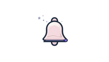 Illustration of a notification bell with stars isolated on transparent background
