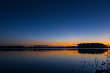 Sunset Panorama of lake near Alkmaar, Netherlands – Historic landscape with colorful sky