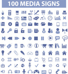100 Media Signs Icons