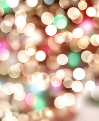 Bokeh lights abstract with circles of blur, colorful glow and festive shine