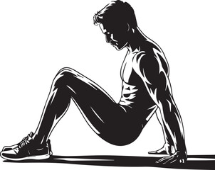 Muscular fitness athlete silhouette performing bodyweight exercise on parallel bars athletic workout