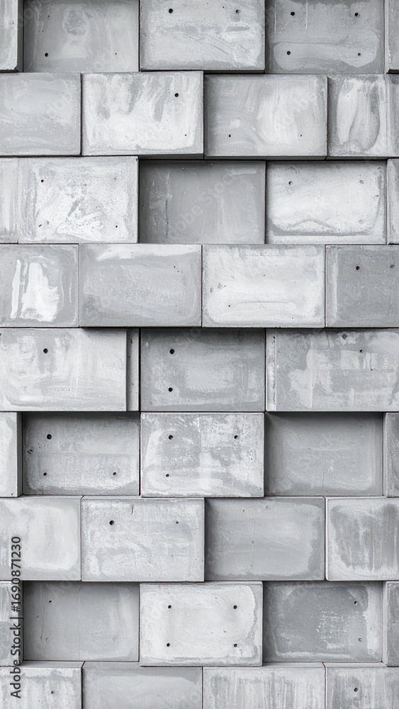 Poster textured gray concrete blocks with unique pattern and design elements