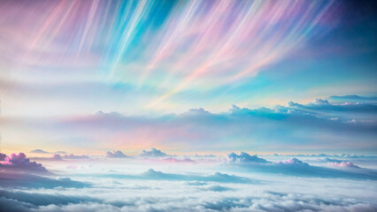 Obraz premium Vivid colorful sky over clouds