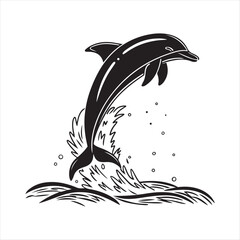 dolphin vector silhouette clip art sketch idea illustration