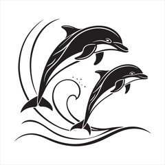 dolphin vector silhouette clip art sketch idea illustration