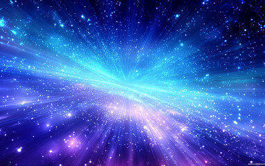 Vibrant Blue and Purple Cosmic Burst with Starry Background