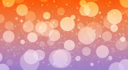 Abstract festive background with bokeh effect and sparkling particles in orange and purple gradient