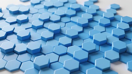 Interlocking hexagonal shapes in varying shades of blue form a visually striking modern background. This design offers a fresh and unique look, ideal for creative uses or presentation