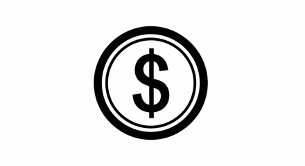 Obraz premium Black dollar coin icon on white background