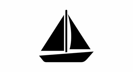 Minimalist Black Silhouette of a Sailboat on a White Background