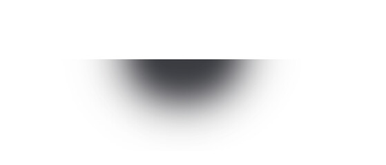 Half dome black gradient shadow fade isolated on white background. Smooth abstract shading overlay...