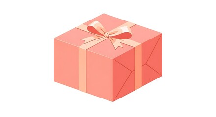 Obraz premium Isometric gift box with ribbon and bow on white background minimalist design vector illustration