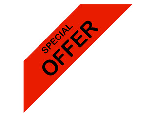 Red ribbon special offer announcement isolated on transparent