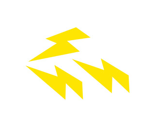 Bright yellow lightning bolt cluster isolated on transparent background