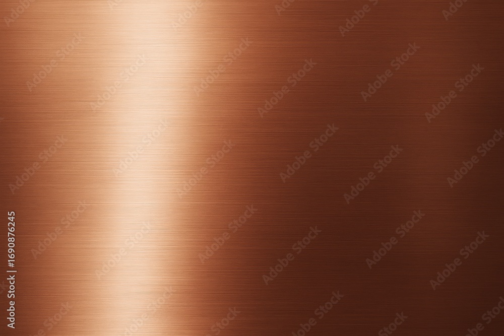 Poster shiny brushed copper metal surface background with soft light gradient and subtle horizontal texture