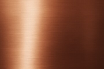 Shiny brushed copper metal surface background with soft light gradient and subtle horizontal texture effect. Ai generative.