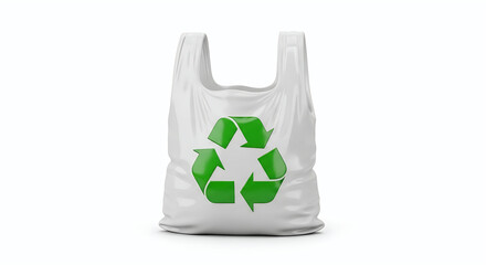 Recycle Plastic Bag 3D Icon white background