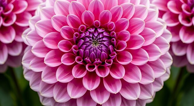 Pink Dahlia Flower Closeup with Vibrant Petals and Detailed Center for Floral and Botanical Designs