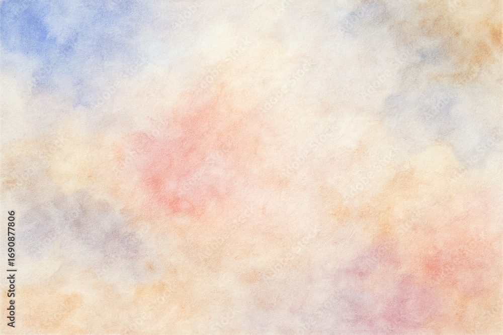 Poster soft pastel watercolor texture background with subtle clouds and gentle color blending for clean des
