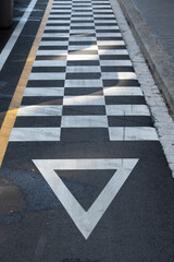 cycles wait and pedestrian crossing sign on street